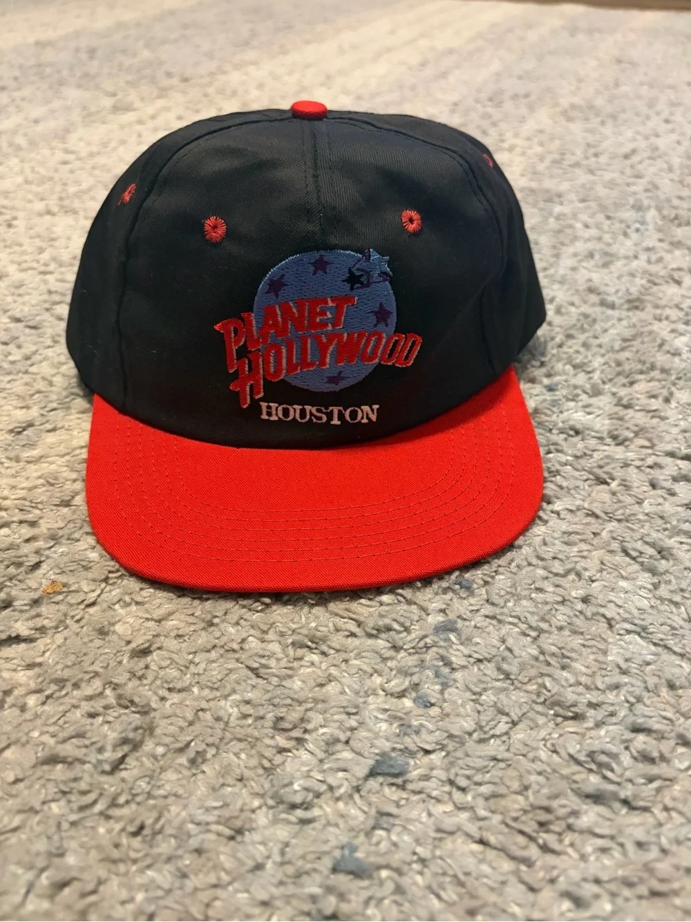 Vintage 90s Planet Hollywood Houston Snapback Hat Cap Made In USA Black Red